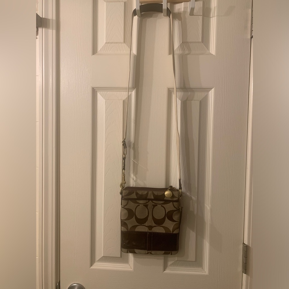 Coach Cross Body Bag Logo Print-canvas/tan